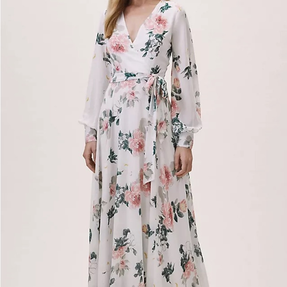 Anthropology *sold out - Yumi Kim White and Pink Floral Maxi Dress